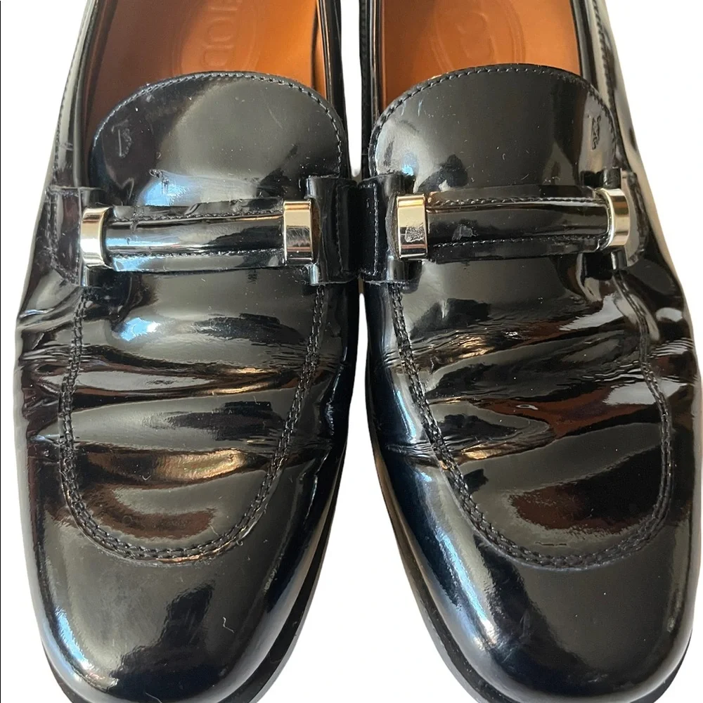 Tods Black Patent Leather Womens Loafers 39 - Picture 10 of 16